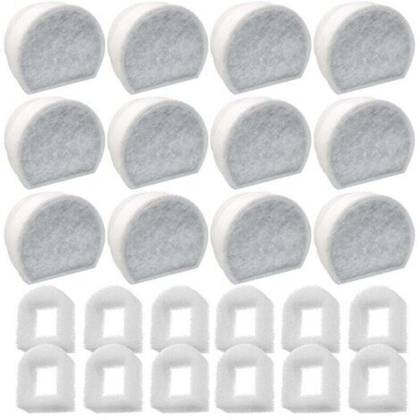 Lot de 24 Préfiltres en Mousse et Filtre à Carbone Compatible avec PetSafe Drinkwell Fountain INOX 360 Avalon Pagoda Seascape et Sedona Fontaines, Filtre pour Fontaine à Eau Chat Chien