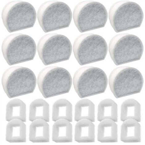 Lot de 24 Préfiltres en Mousse et Filtre à Carbone pour PetSafe Drinkwell Fountain-pour Sedona Fontaines, Filtre pour Fontaine à Eau Chat Chien