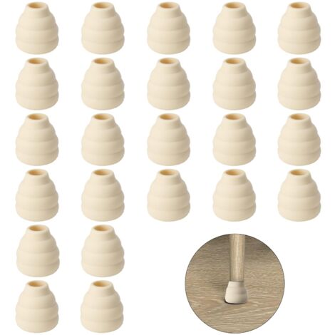 Lot de 24 Protection Pied de Chaise Silicone Protege Pied de Chaise Ronde 10-19 mm Patins, Anti-Rayures-Réduit Le Bruit, pour Sols en Bois Dur et Carrelage, Blanc