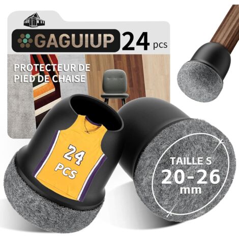 Lot de 24 protections de sol rondes en silicone de 2,5 cm pour pieds de chaise, protection de pieds de meubles, housses de pieds de table mobiles pour éviter les rayures sur le sol en bois dur et