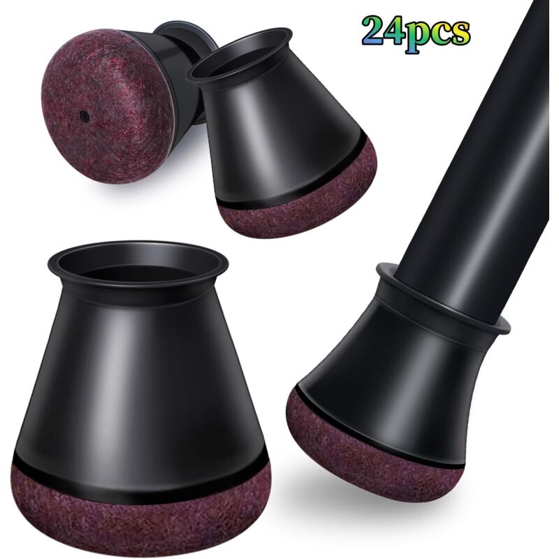 Lot de 24 protège-pieds de chaise noirs (2 x 2 x 3 cm), en silicone, pour sols, adaptés aux pieds de chaise, réduisent le bruit et préviennent les