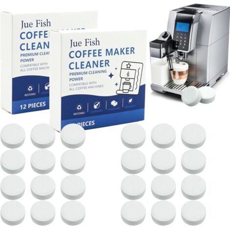 Lot de 24 tablettes de nettoyage – Nettoyage en 3 phases pour machines à café automatiques, compatibles avec les appareils Jura, nettoyage régulier pour l'entretien des appareils et la préservation