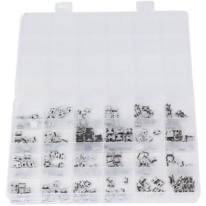 240 Pcs 24 Types Modèles usb souder connecteur,Micro usb Femelle Connecteur a Souder,micro usb souder pour Ordinateurs, téléphones Portables et
