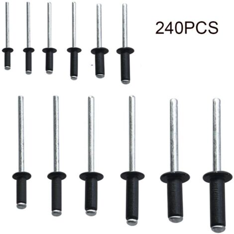 Lot de 240 rivets aveugles en aluminium, 3,2-16 mm, pour métal et meubles, bleu marine