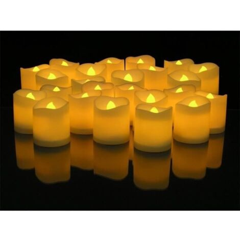 Lot de 24pcs Bougies Sans Flamme LED Lumineux Lumière Jaune Décoration Chambre Jardin Fête Noël