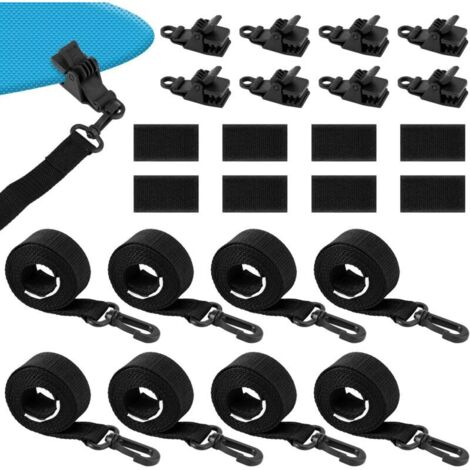 Lot de 24pcs Kit Fixation pour Enrouleur de Couverture Solaire de Piscine, Comprenant 8 Sangles Couverture Solaire avec Crochets et 8pcs Clips et 8 Attaches Tactiles Accessoires Piscine Creusée