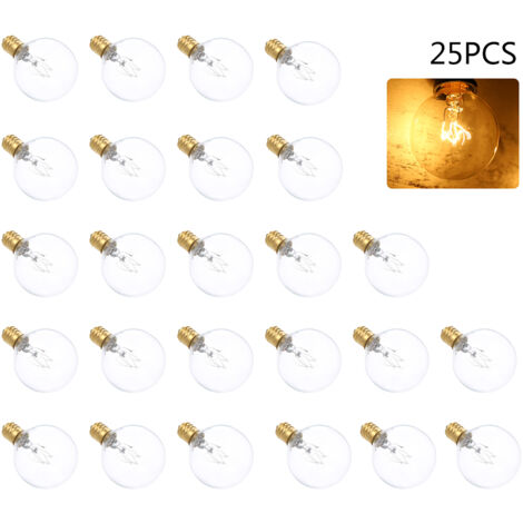 Lot de 25 ampoules à incandescence en tungstène AC230 V G40 - Base E12 - Résistance à l'eau IP44 - Blanc chaud - Pour guirlande lumineuse - Décoration de fête - Fonction de mariage - Portable