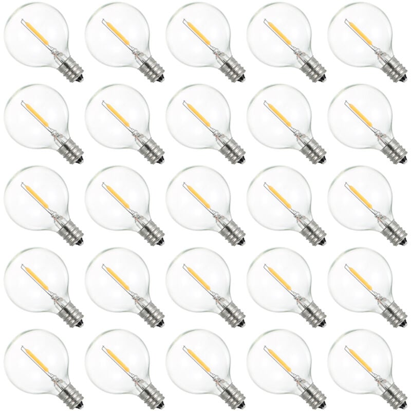 Lifcausal - Lot de 25 ampoules led G40 AC230 v avec culot E12 et résistance à l'eau IP44 Blanc chaud pour guirlande lumineuse Décoration de fête à