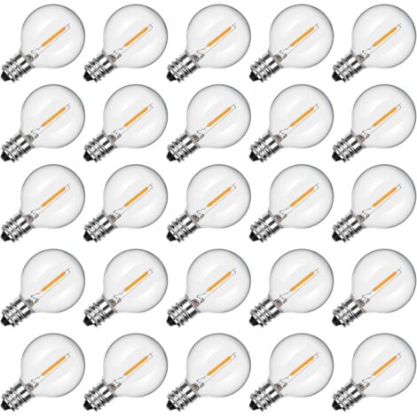Lot de 25 ampoules LED G40, ampoules LED E12 à culot candélabre, ampoules LED de 0,6 W équivalentes à des ampoules Edison de 7 W, ampoules globe incassables pour usage extérieur-AquaForge