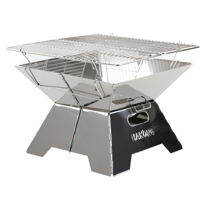LIFCAUSAL Gril de Barbecue Pliable en Acier Inoxydable – Gril Camping Portable pour Voyages, Extérieur et Pique-nique
