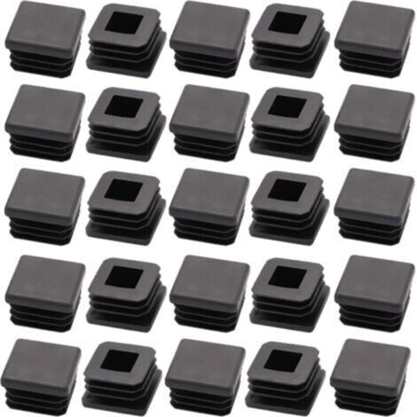 Lot de 25 bouchons en plastique pour tube en acier de 2,5 cm, patins de chaise, embouts de tube, bouchons en plastique, embouts en plastique, bouchon carré, bouchon carré en plastique