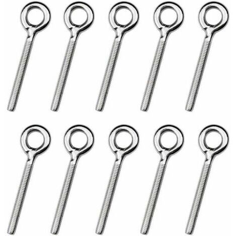 Lot de 25 Boulons à Oeil M4 Acier Inoxydable 304 - Anneaux Soudés - Vis à Crochet pour Suspension Extérieure