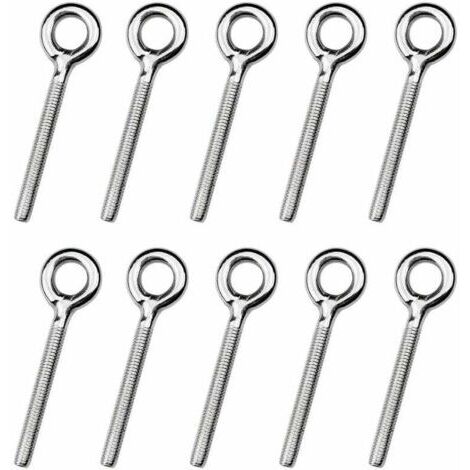 Lot de 25 boulons à œil M4 en acier inoxydable 304 – Longueur 53mm – Diamètre intérieur 11mm – Résistant à la corrosion