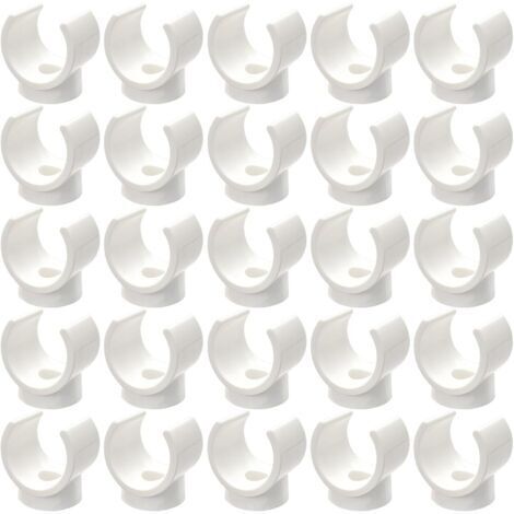 Lot de 25 colliers de serrage pour tuyau d'eau, colliers de fixation en forme de U, accessoires de tuyau, colliers de serrage (blanc)