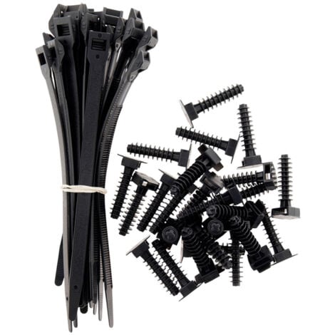 Lot de 25 colliers Noir 9x 180mm + 25 embases - Zenitech