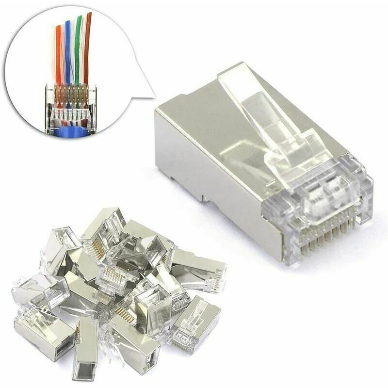 Ayyqh - Lot De 25 Connecteur Rj45 Cat6 Embout De Connecteur Blindé Nickelé Rj45 8P8C Via Une Prise Modulaire Ethernet