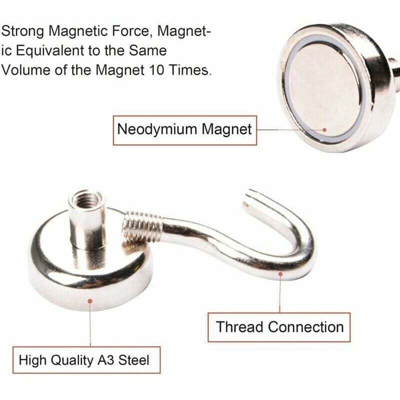 Lot de 25 Crochet Magnétique Crochet Aimants Néodyme Force d'attraction de 10 kg