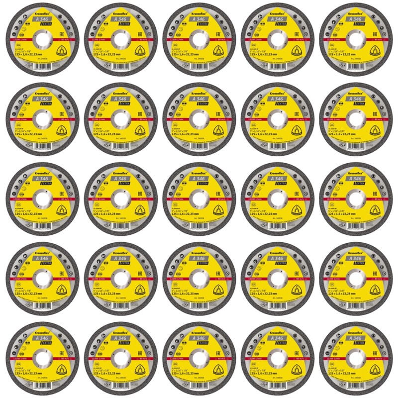 Klingspor - Lot de 25 Disques à tronçonner, Type a 346 ex, 125x1,6x22,23 mm