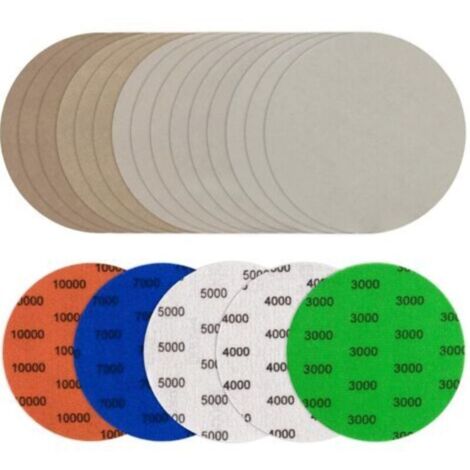 Lot de 25 disques abrasifs ronds de 150 mm pour ponceuse électrique Grain 3000/4000/5000/7000/10000
