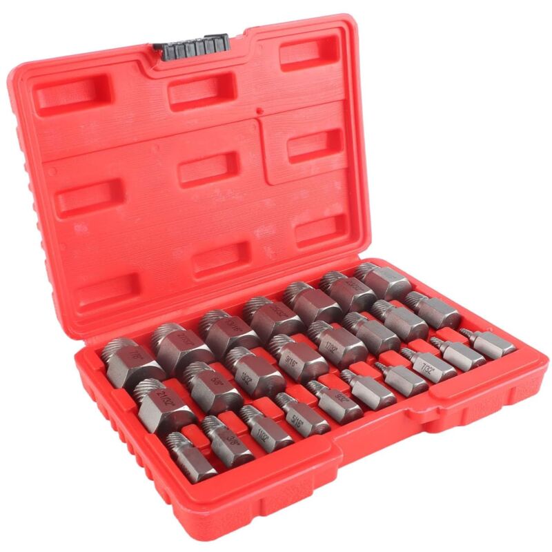 Lot de 25 Extracteurs de Boulons, Kit D'extraction de Vis Endommagées en Acier au Chrome-molybdène, Ensemble D'extracteurs de Boulons Hexagonaux avec