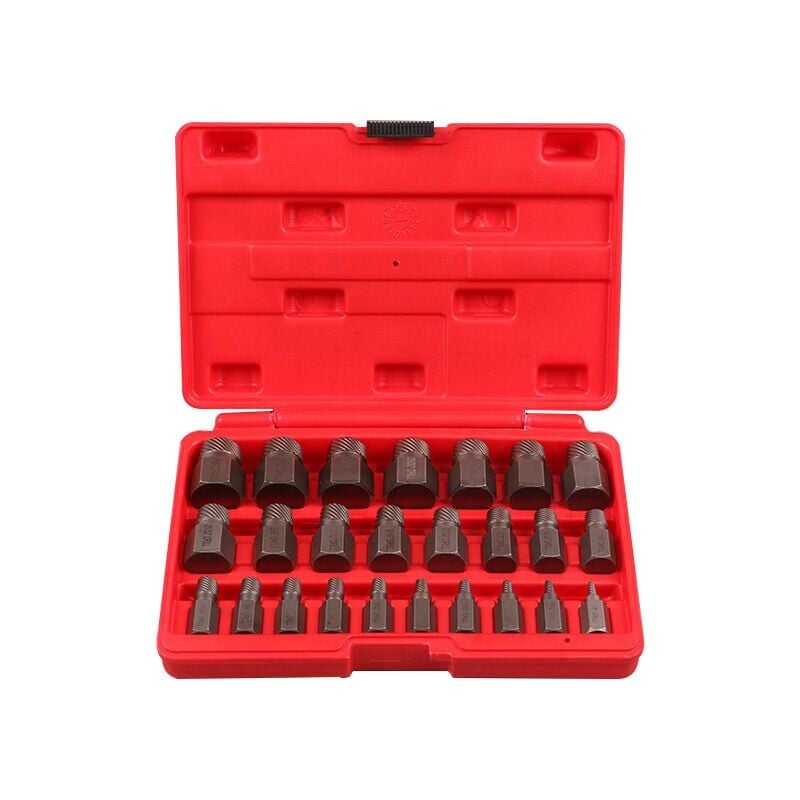 Lot de 25 extracteurs de vis à tête hexagonale multi-cannelures en acier à haute teneur en carbone