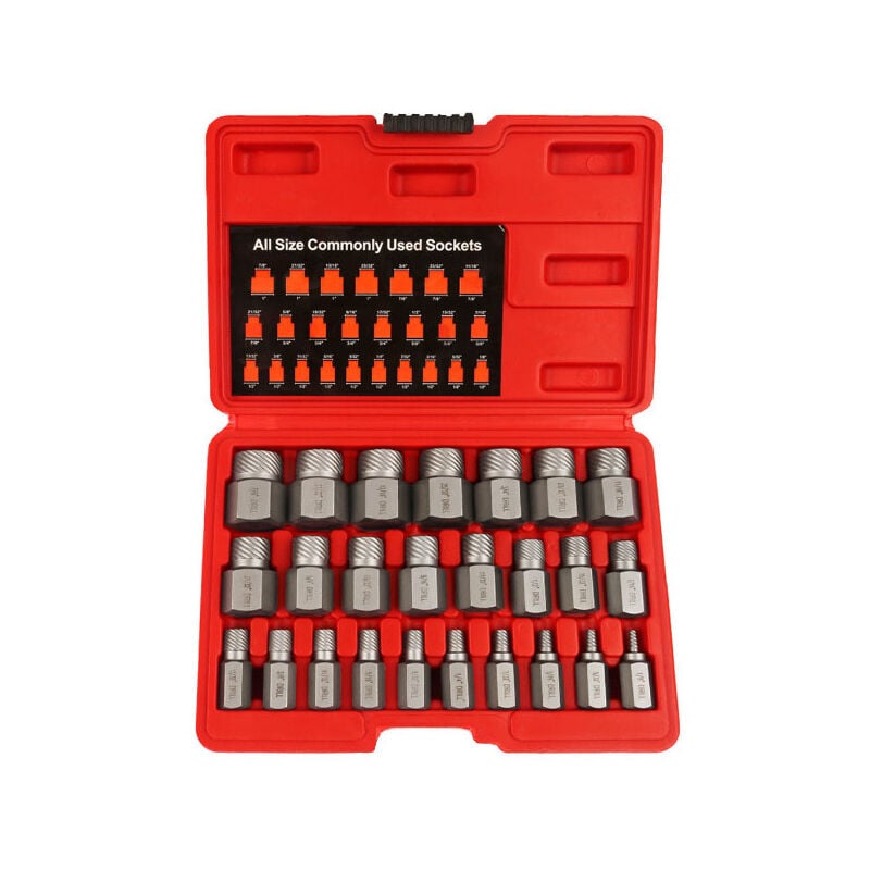 Lot de 25 extracteurs de vis à tête hexagonale multi-cannelures ,Extracteur de boulons en acier à haute teneur en carbone
