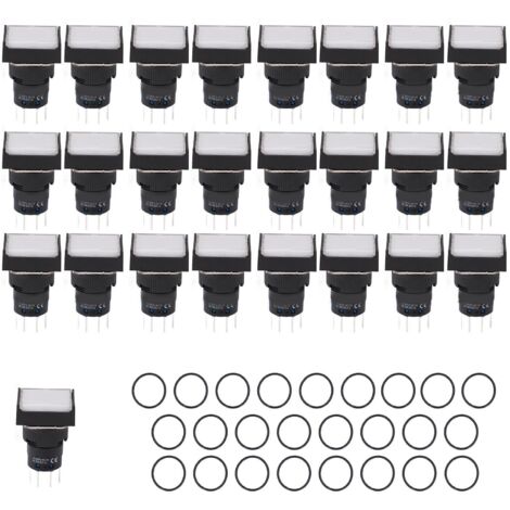 Lot de 25 interrupteurs à bouton-poussoir industriels autobloquants avec voyant lumineux, 220 V CA, pour machines-outils