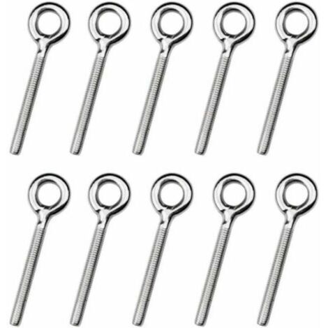 Lot de 25 M4 Vis à Oeil Boulons à Anneau Soudés Anneaux à Vis Crochet à Oeil Boulon pour Balançoire Machine Extérieure