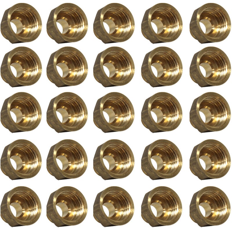 Lot de 25 Mamelons Laiton Femelle/Mâle Réduit 1/2"-3/8" (15/21-12/17) - Joint plat - Arcanaute