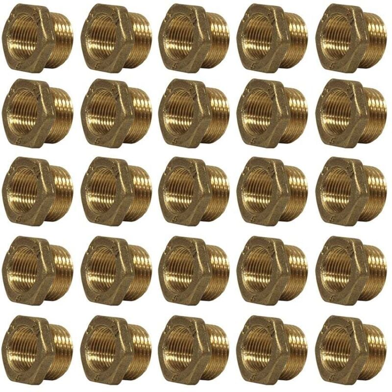 Lot de 25 Mamelons Laiton Réduit Mâle/Femelle 1/2'-3/8' (15/21-12/17) Arcanaute
