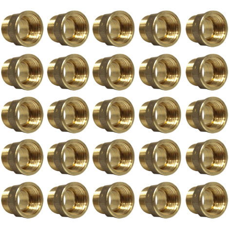 Lot de 25 Mamelons Laiton Egal Mâle/Femelle 1/2" (15/21) - Joint plat - Arcanaute