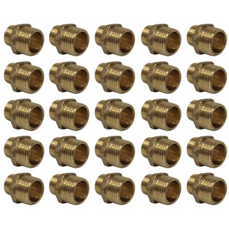 Lot de 25 Mamelons Laiton Réduit mâle/mâle 1/2"-3/8" (15/21-12/17) - Arcanaute