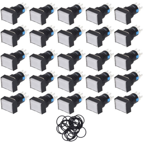 Lot de 25 micro-interrupteurs à bouton-poussoir autobloquants avec voyant lumineux pour appareils industriels 220 V 5 A