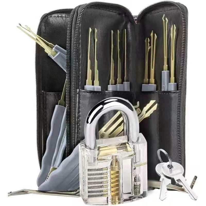 Lot de 25 outils de crochetage de serrure de qualité supérieure Cadenas d'entraînement transparent Outils de crochetage pour débutants et serruriers