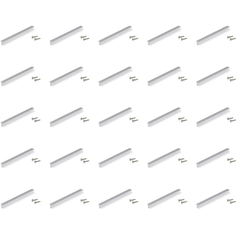 Emuca - Lot de 25 poignées pour meubles Algemesi, entraxe 128mm, Aluminium, Anodisé mat