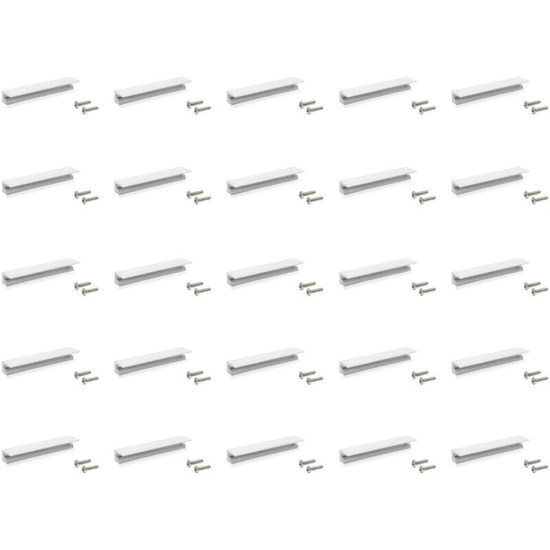 Emuca - Lot de 25 poignées pour meubles Glasgow, L84mm, entraxe 64mm, Aluminium, Anodisé mat