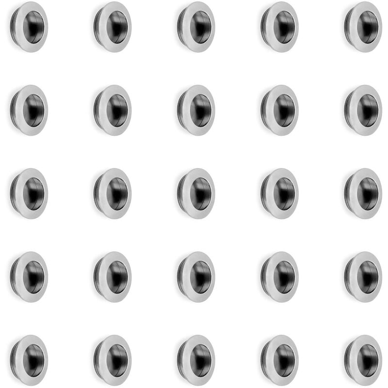 Lot de 25 boutons pour meubles Benetusser, diamètre 41mm, Zamak, Nickel satiné - Emuca