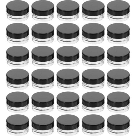 Lot de 25 pots en verre ronds pour maquillage de voyage, lotions et autres produits cosmétiques.