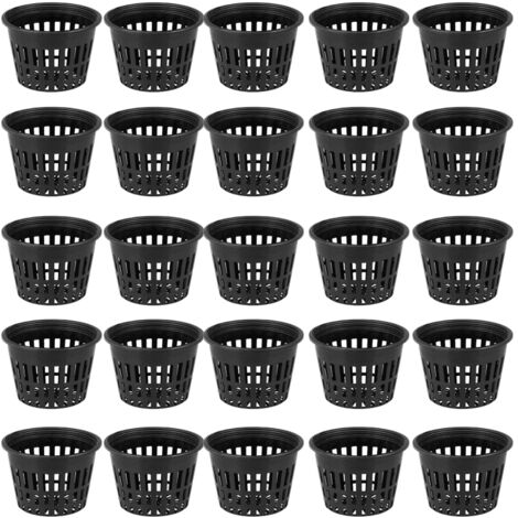 Lot de 25 pots ronds en plastique à mailles perforées de 7,6 cm (3 pouces) pour la culture hydroponique, idéaux pour les plantes de balcon ou de bureau.