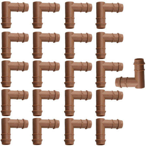 Lot de 25 raccords coude 17mm – À barbes – 1/2 pouce – Idéal pour système goutte-à-goutte – Jardin, potager