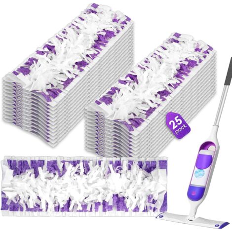 Lot de 25 recharges de serpillères jetables compatibles avec Swiffer PowerMop, tampons de rechange de nettoyage par pulvérisation, recharges de balai multi-surfaces pour nettoyage du sol, lot de 25