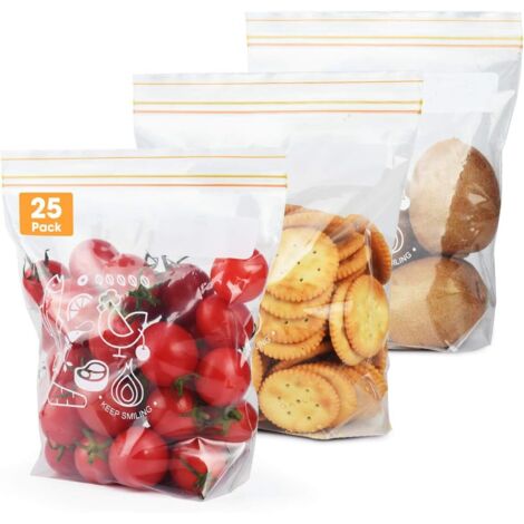 Lot de 25 sachets hermétiques pour conservation des aliments et congélation, Sacs à sandwich réutilisables (Taille M)-Fei Yu