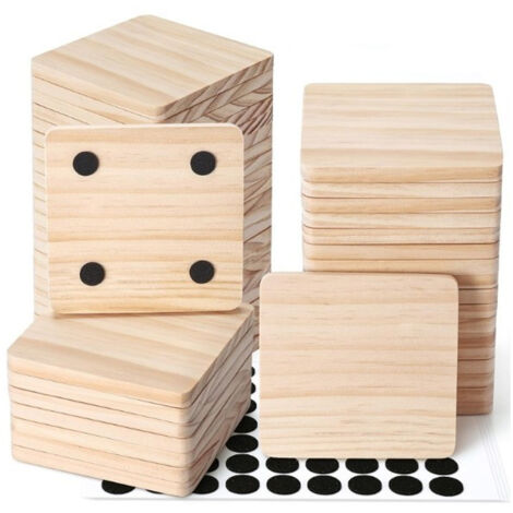 Lot de 25 Sous-Verres en Bois Brut - EINNENFFER - Carrés de 10 cm, Personnalisables pour Décoration et Usage Quotidien