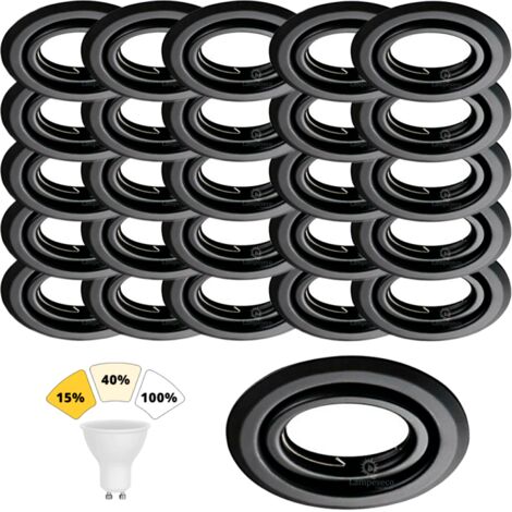 Lot de 25 Spot Encastrable Noir Mat 7W, 3 Intensités Réglables, Blanc Neutre 4000K