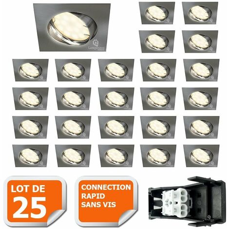 Lot de 25 Spot Led Encastrable Complete Satin Orientable lumière Blanc  Chaud eq. 50W ref.209
