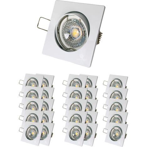 Lot de 25 Spot led carré blanc 230v 38° blanc chaud