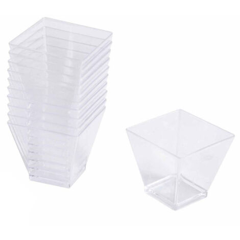 Lot de 25 Verrines Carrées en Plastique Réutilisable "Mini Apéritif" 6cl Argent