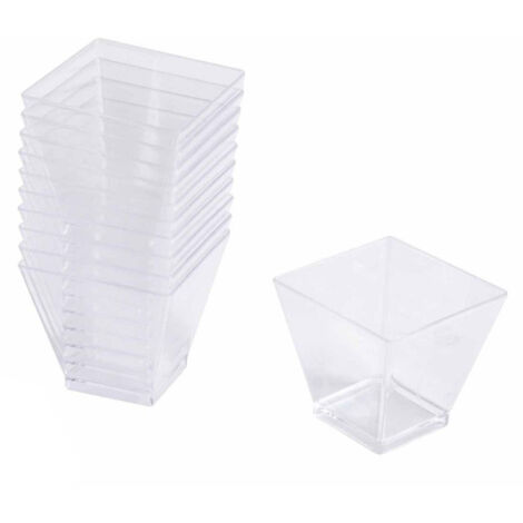 Lot de 25 Verrines Carrées en Plastique Réutilisable "Mini Apéritif" 6cl Or