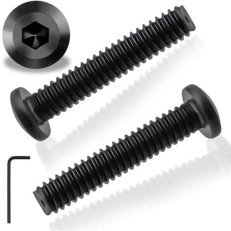 lot de 25 vis à tête plate m5x40mm, acier inoxydable a2 noir, filetage complet avec clé six pans, pour meubles et machines