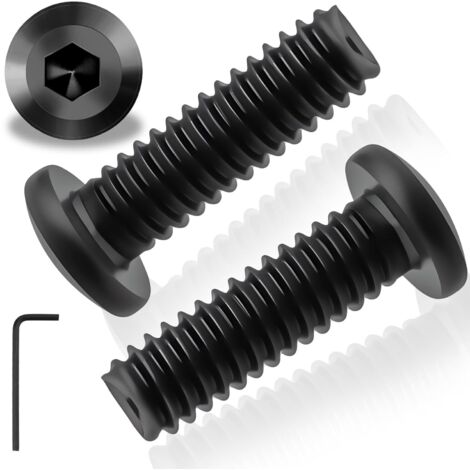 lot de 25 vis à tête plate m6 x 20 mm, acier inoxydable 304, noir, filetage complet, avec clé hexagonale, pour meubles et machines